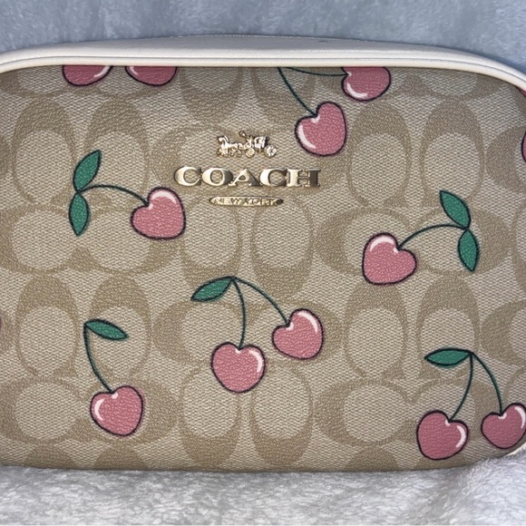 Coach Tan and Pink Cherry Print Women's Bag - Picture 1 of 6